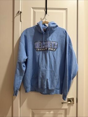Hersheys Chocolate World women’s Light Blue Pullover Hoodie